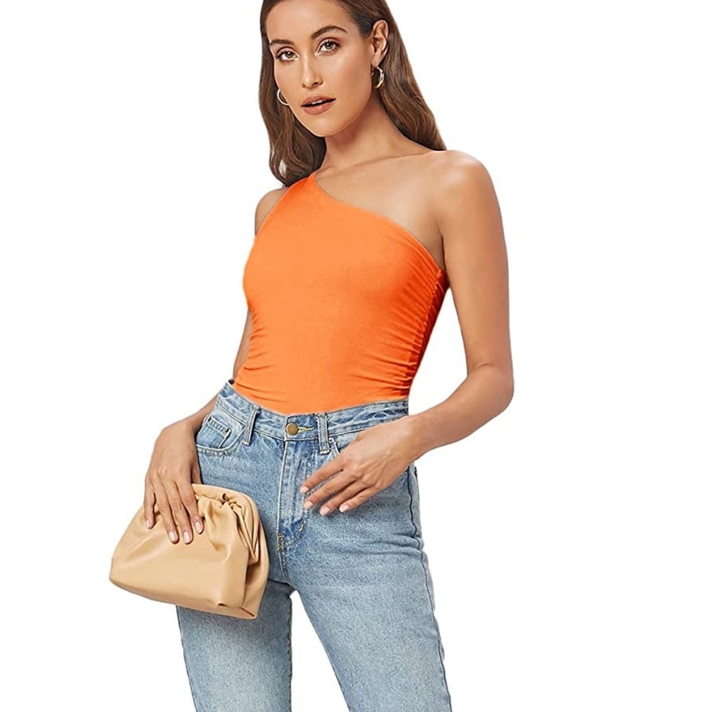 NWT! Orange One-Shoulder Body-Suit